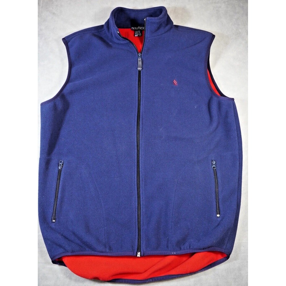 Nautica Vest Mens XXL Blue Full Zip Fleece Pockets